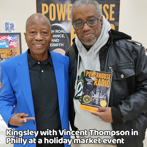 Kingsley H. Smith and supporter Vincent Thompson at a holiday fair